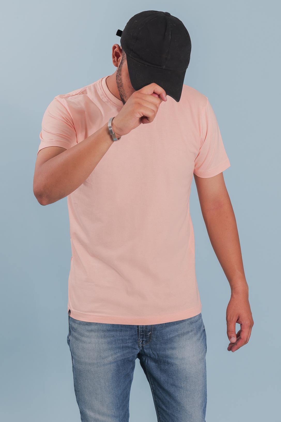 Peach Plain Solid T-shirt