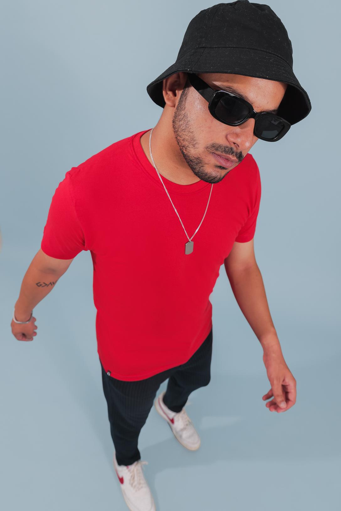 Red Plain Solid T-shirt