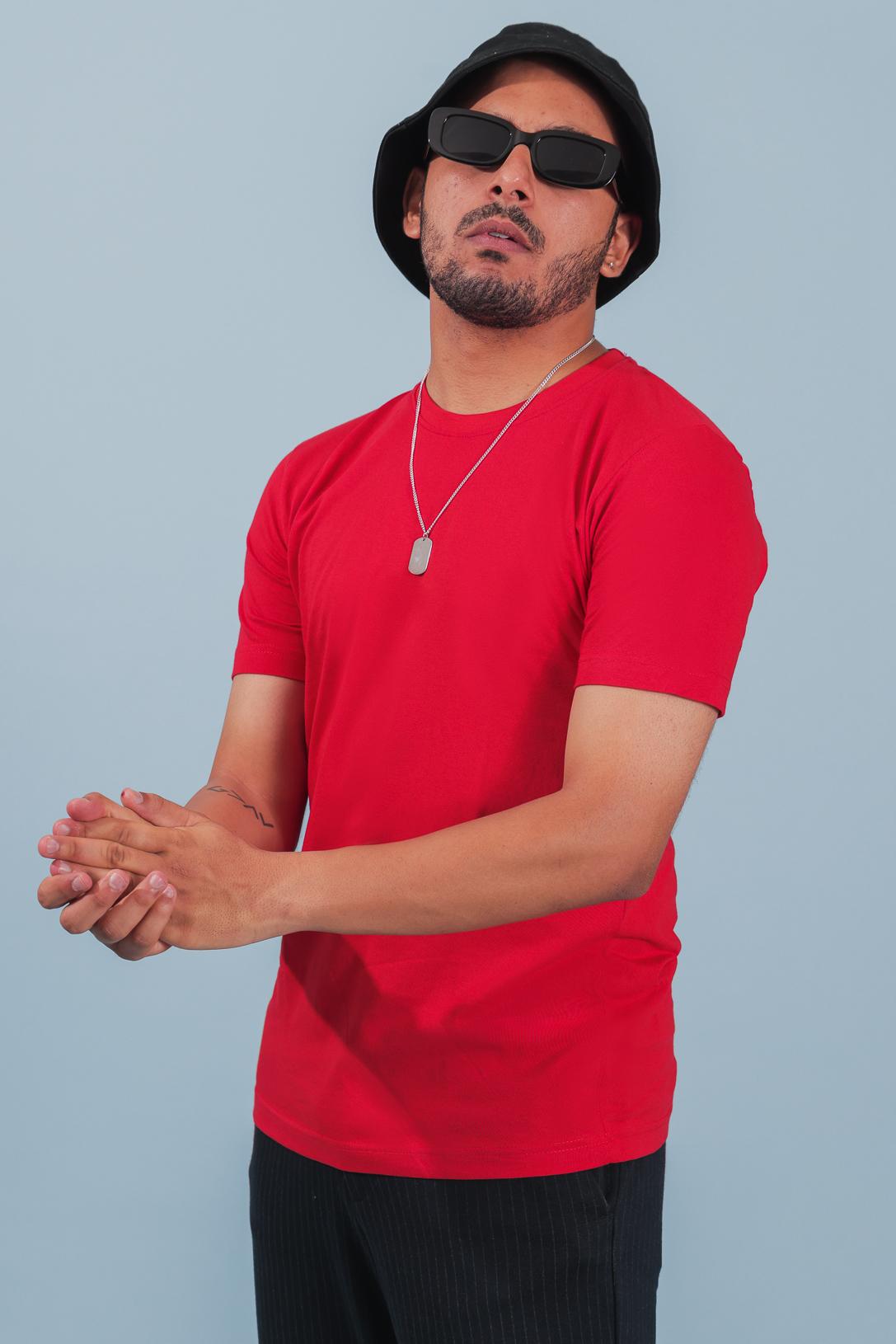 Red Plain Solid T-shirt