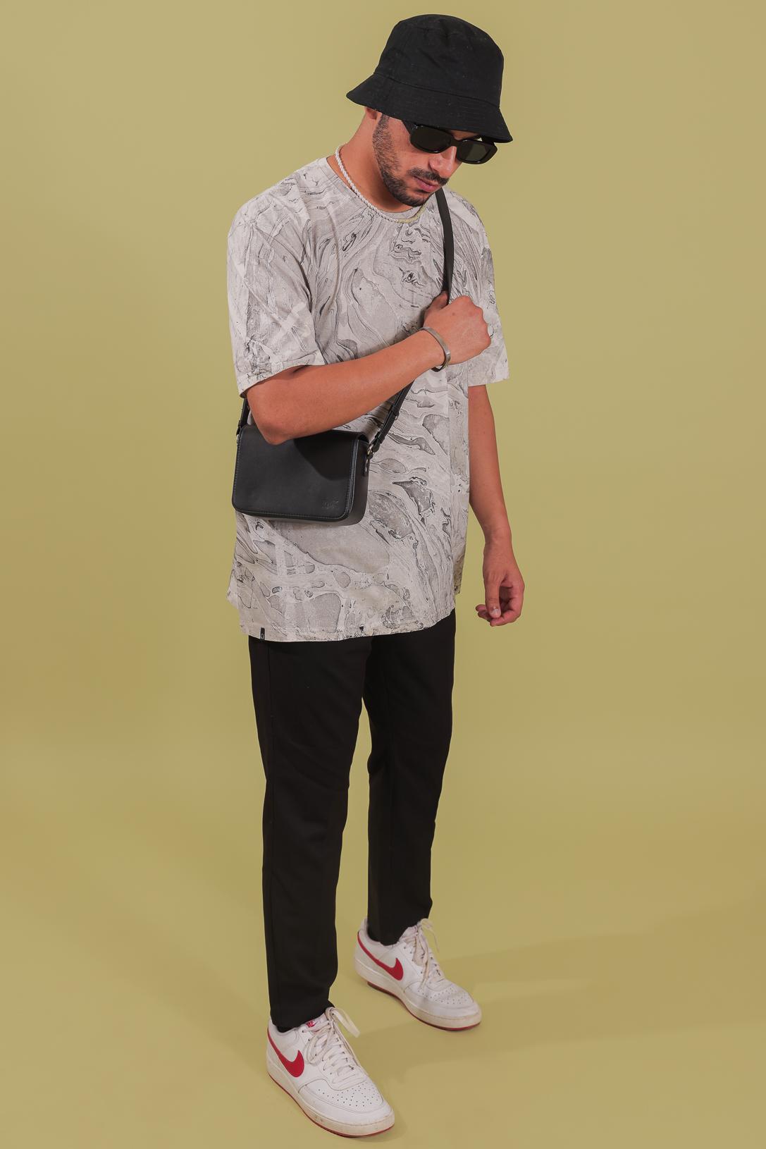 Moon Grey Marble Printed T-shirt