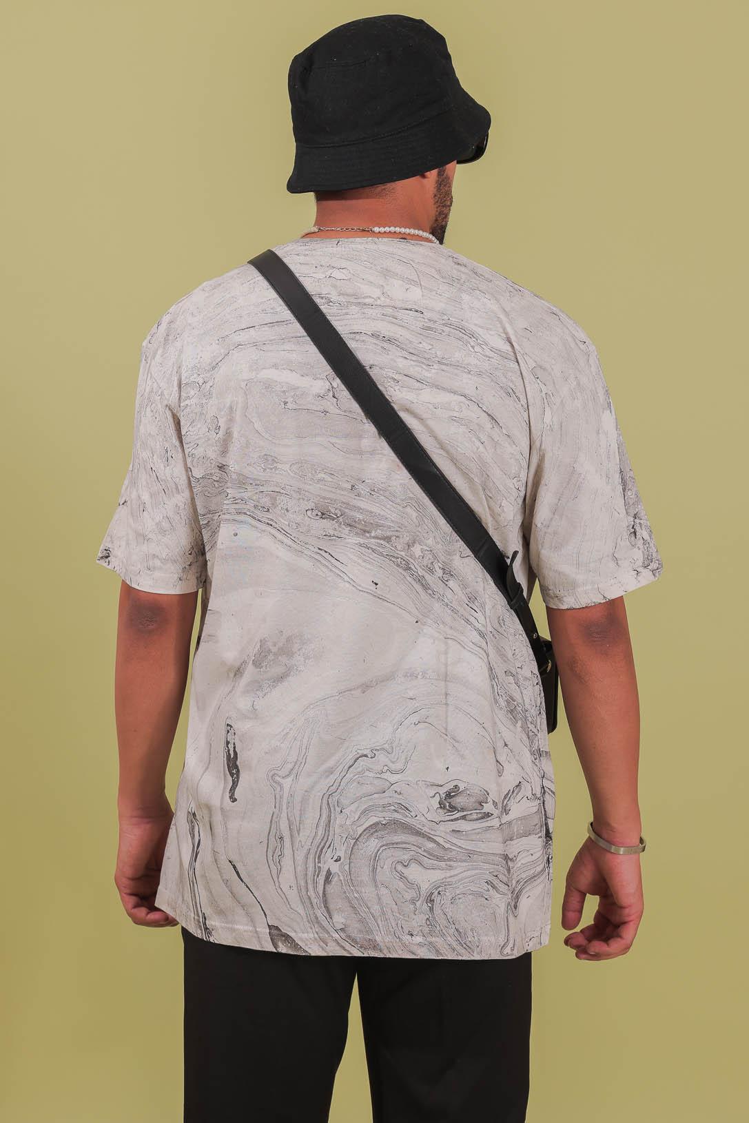 Moon Grey Marble Printed T-shirt