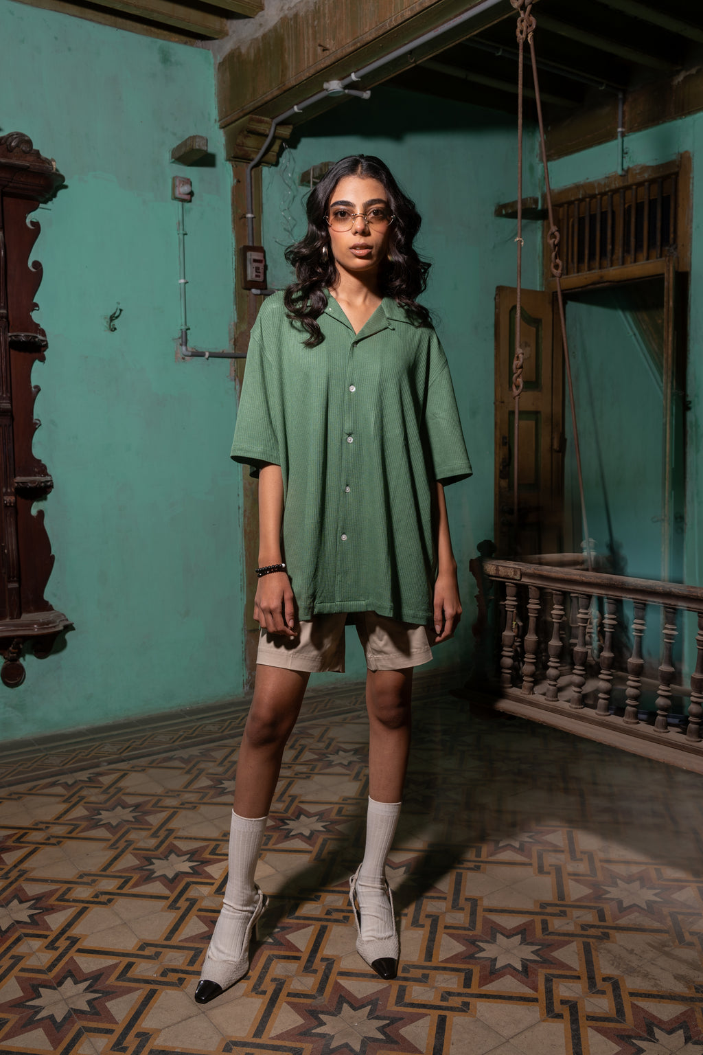 GREEN KNITTED SHIRT