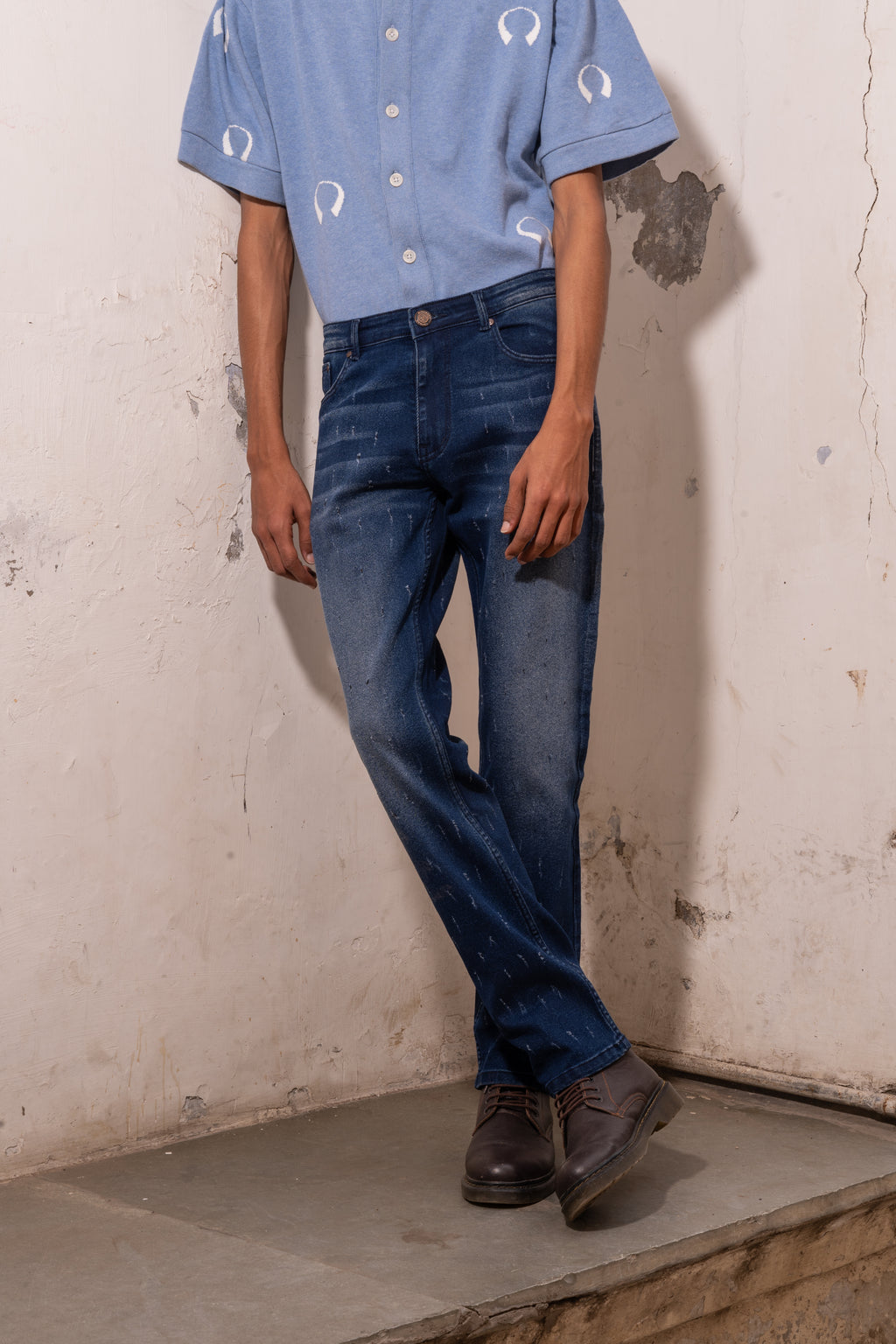 Blue Washed Ripped Denim