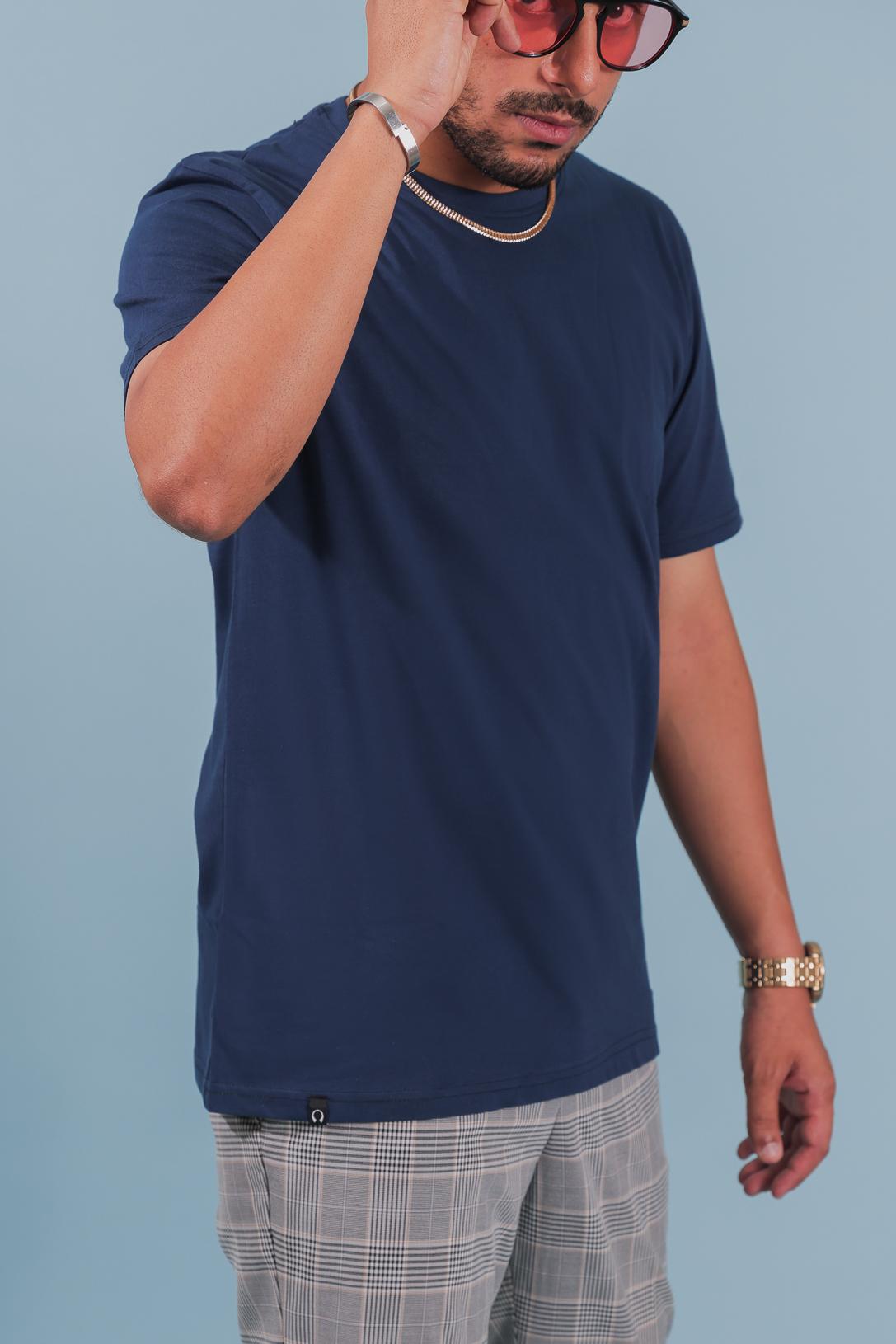 Navy Blue Plain Solid T-shirt