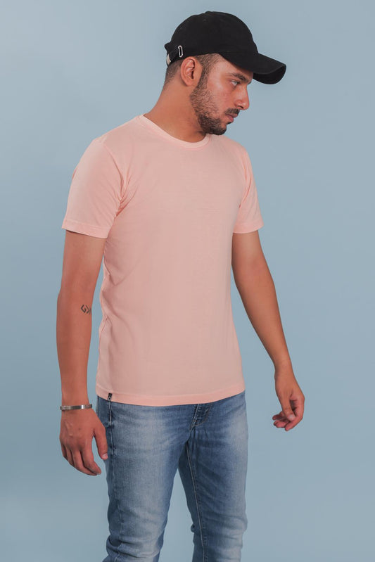 Peach Plain Solid T-shirt