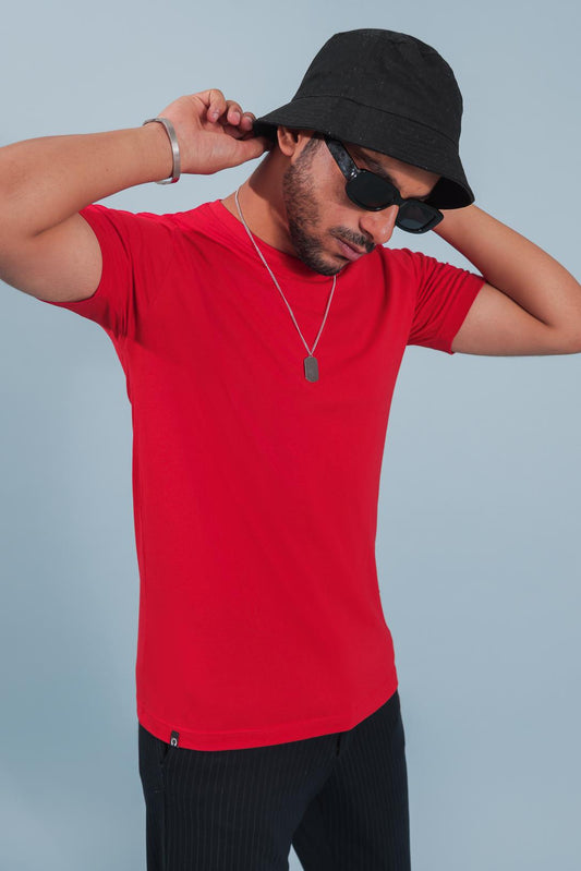 Red Plain Solid T-shirt