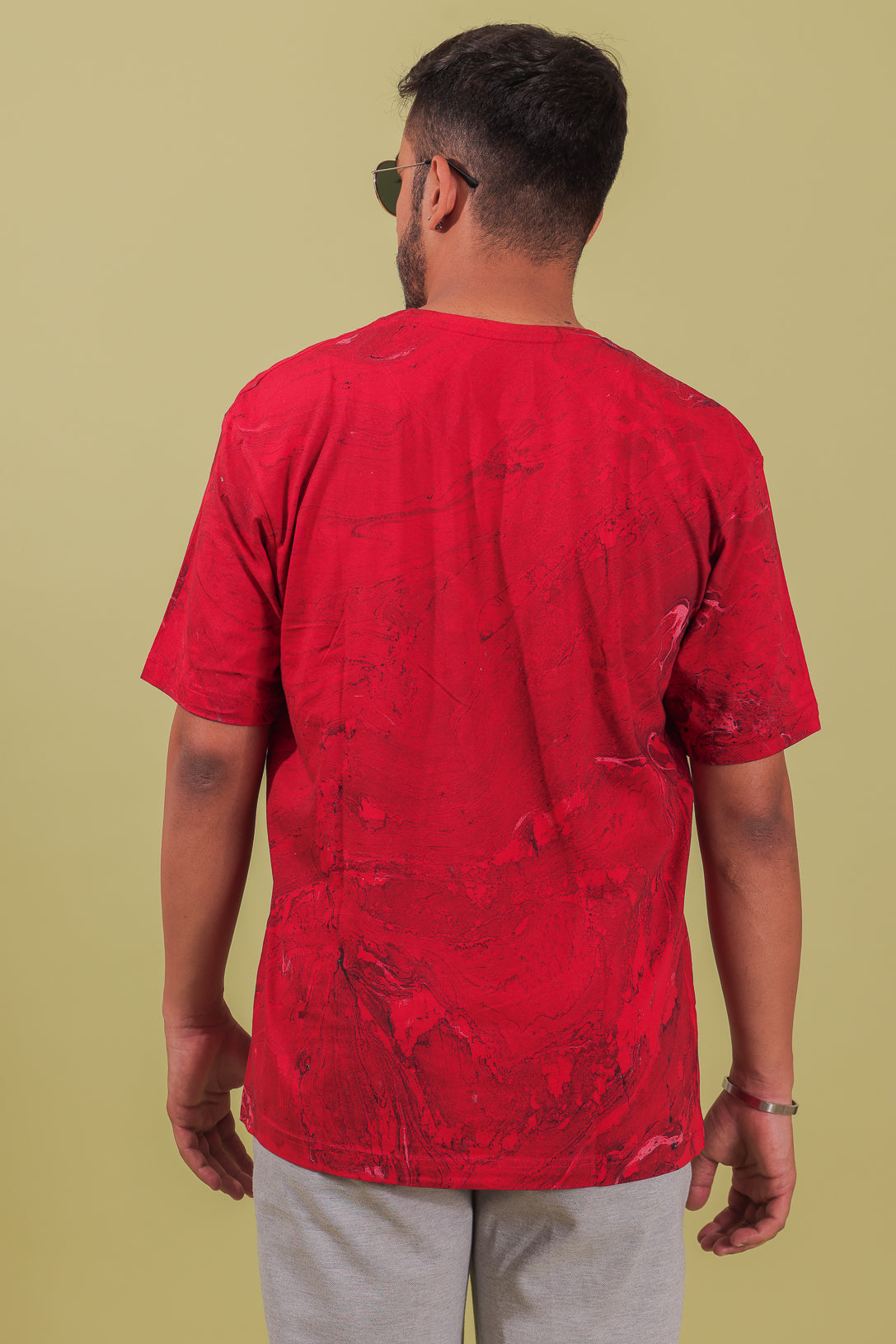 Bloody Red Marble Printed T-shirt